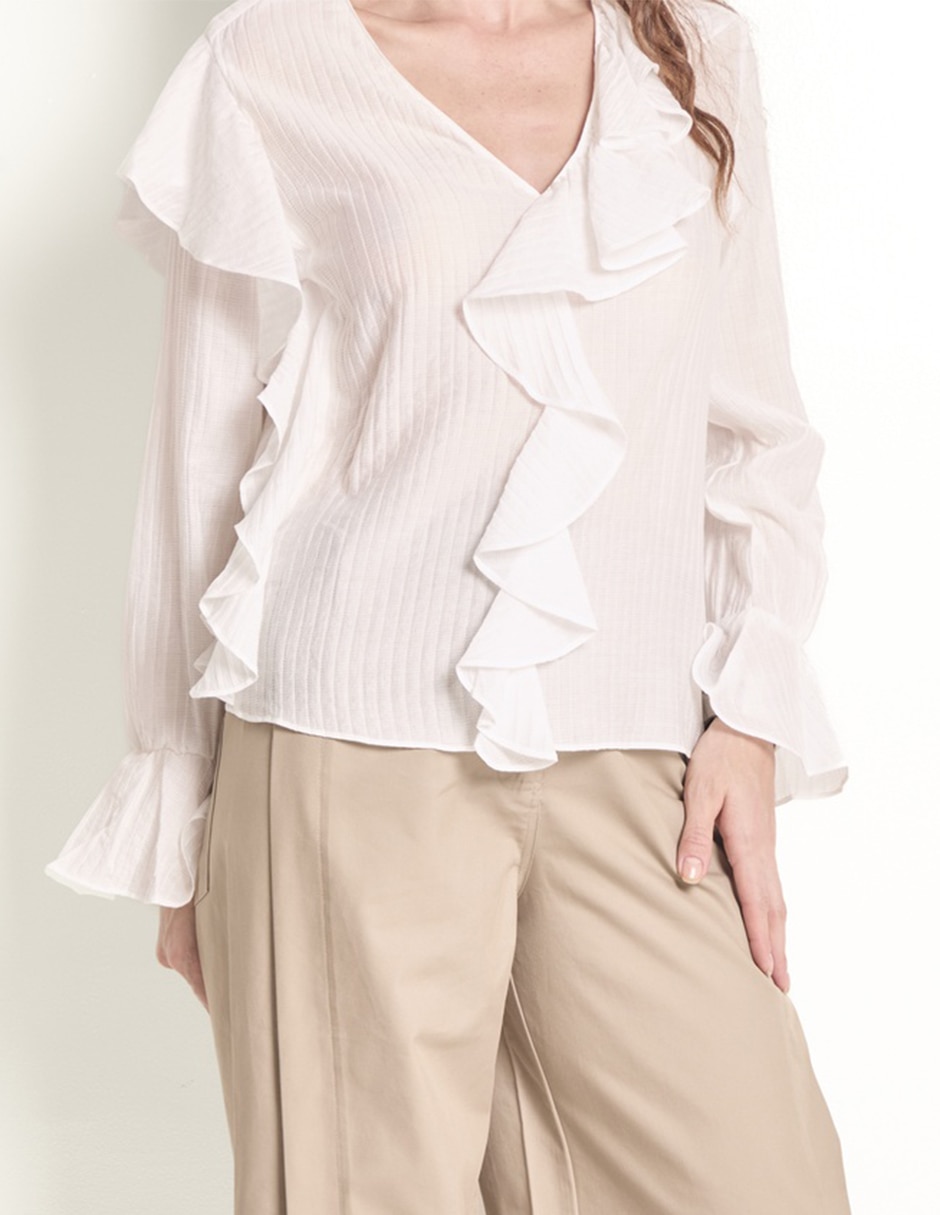 Blusa Kur.Kuma manga larga para mujer