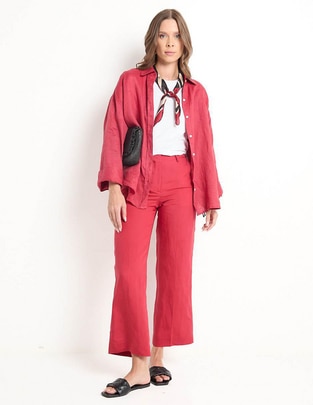 Camisa de lino manga larga para mujer