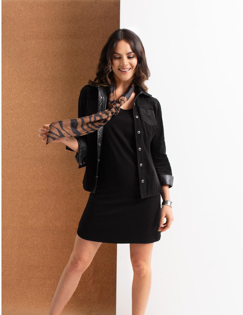 Camisa de piel manga larga para mujer 8