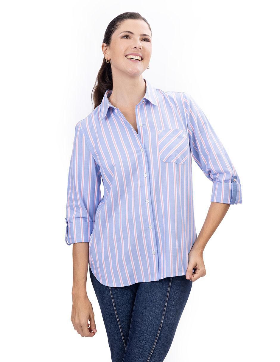 Camisa de algodón manga 3/4 para mujer Camisa de algodón manga 3/4 para mujer