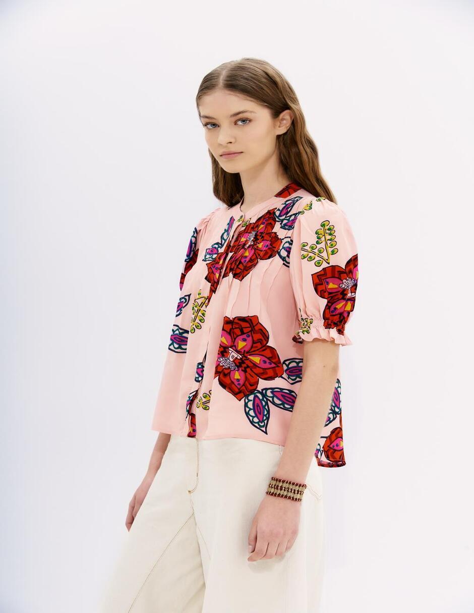 Blusa camisera manga corta para mujer 5