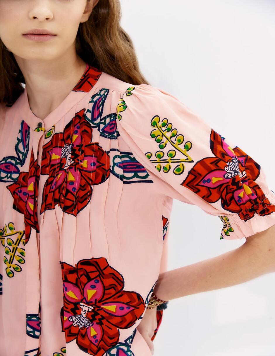 Blusa camisera manga corta para mujer 7