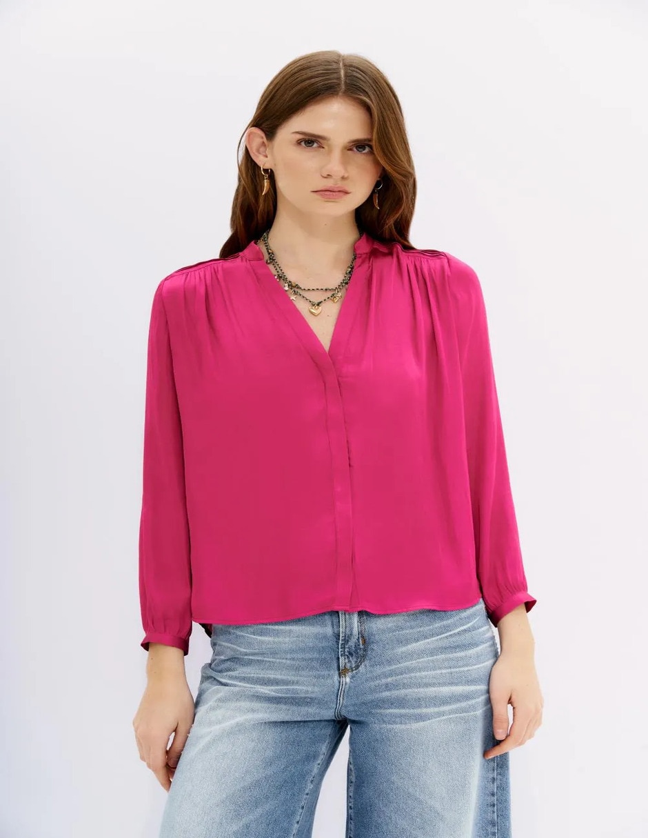 Blusa camisera manga larga para mujer 1