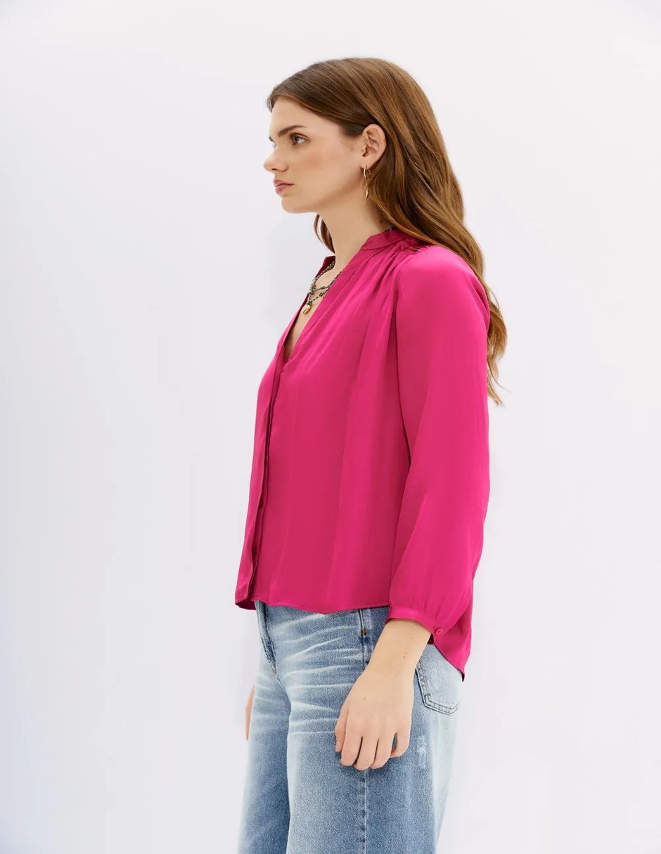 Blusa camisera manga larga para mujer 5
