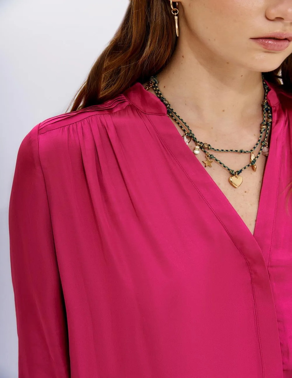 Blusa camisera manga larga para mujer 7