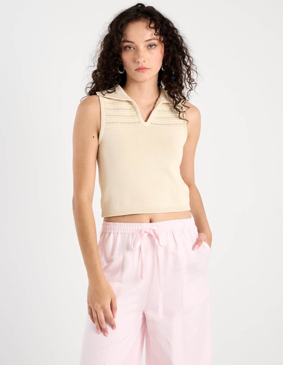 Top cuello solapa escote V tirante ancho