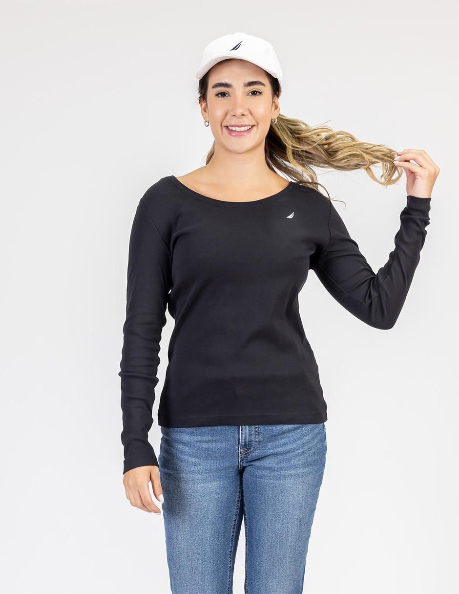 Playera manga larga cuello redondo mujer Playera manga larga cuello redondo mujer