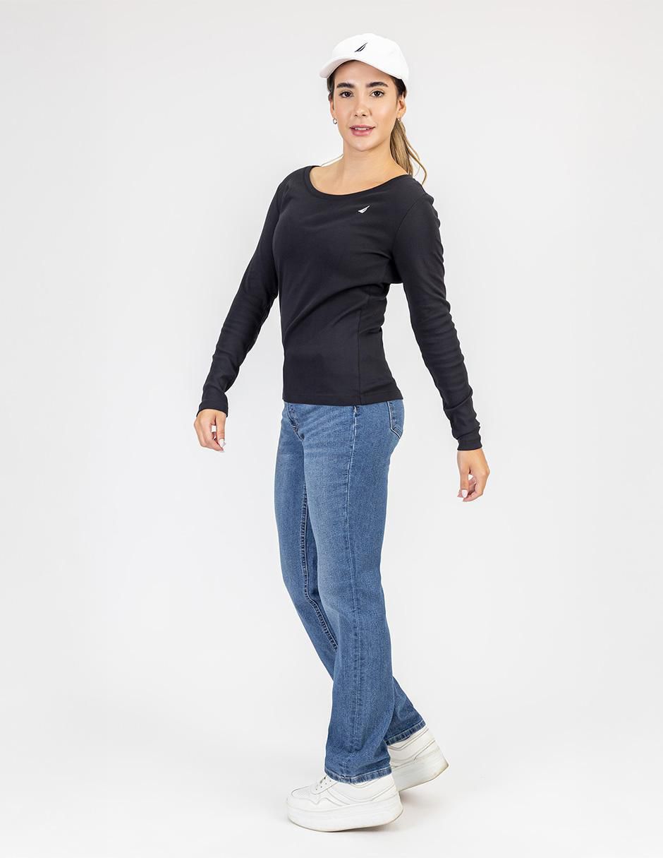 Playera manga larga cuello redondo mujer 4