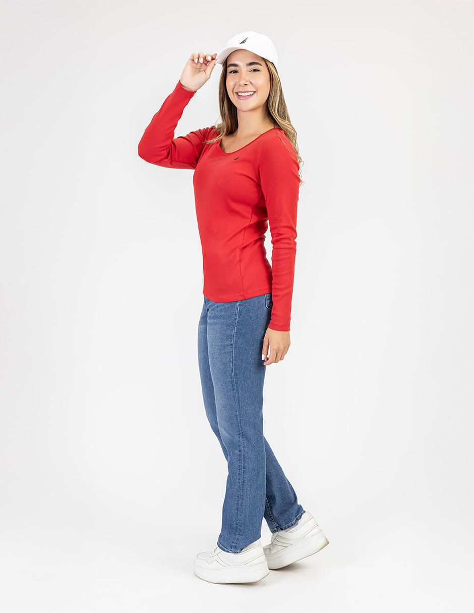 Playera manga larga cuello redondo mujer 4