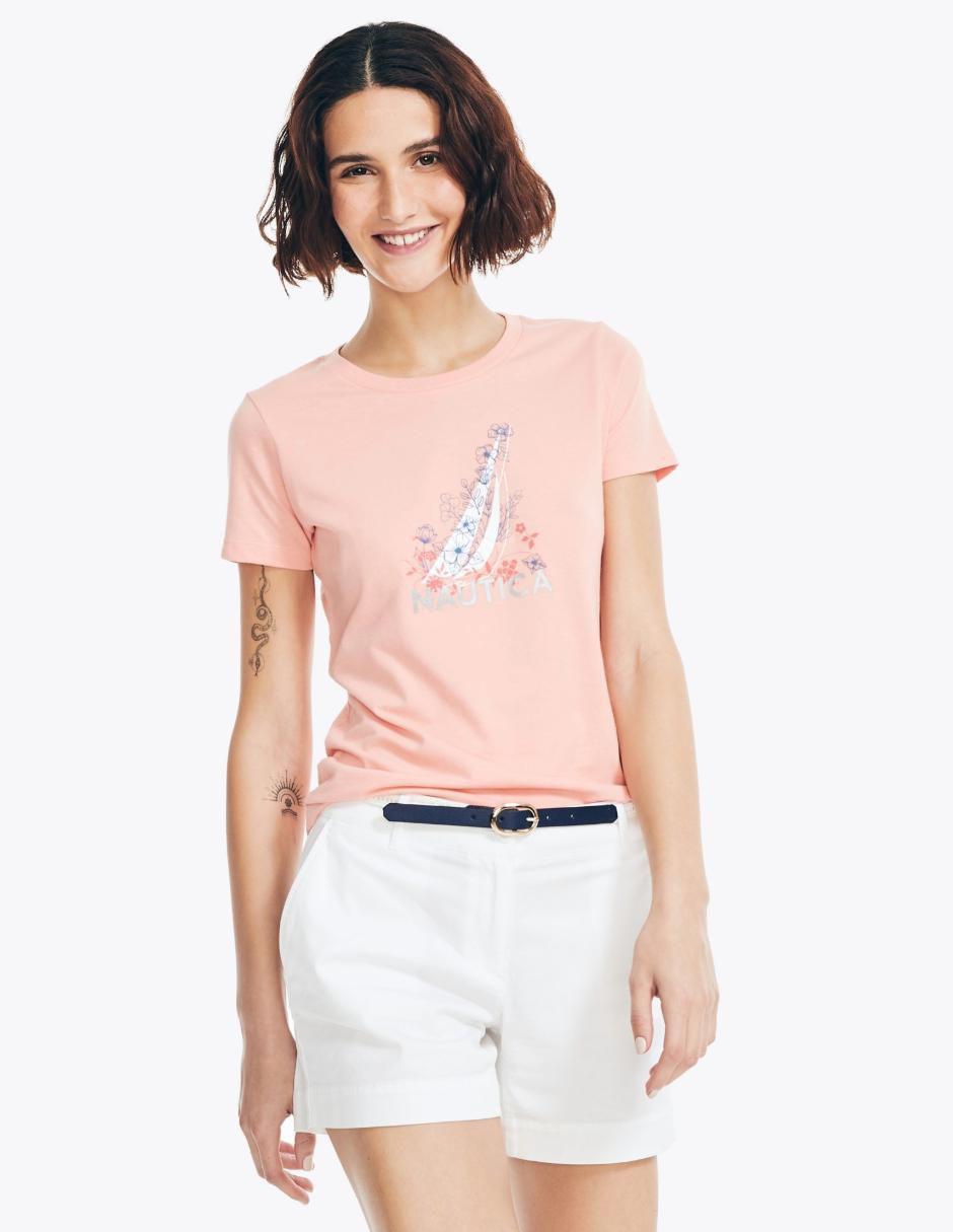 Playera manga corta cuello redondo mujer