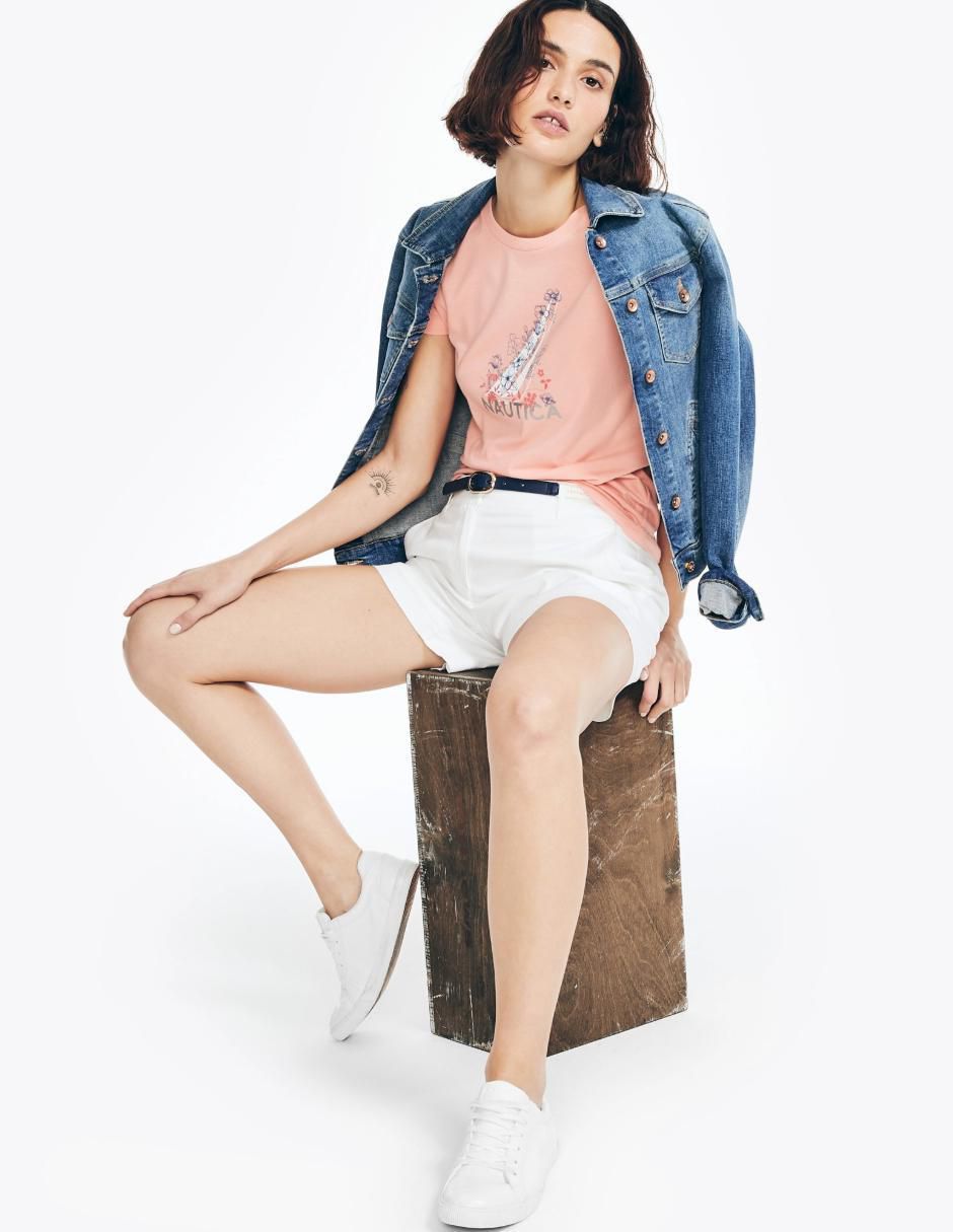 Playera manga corta cuello redondo mujer