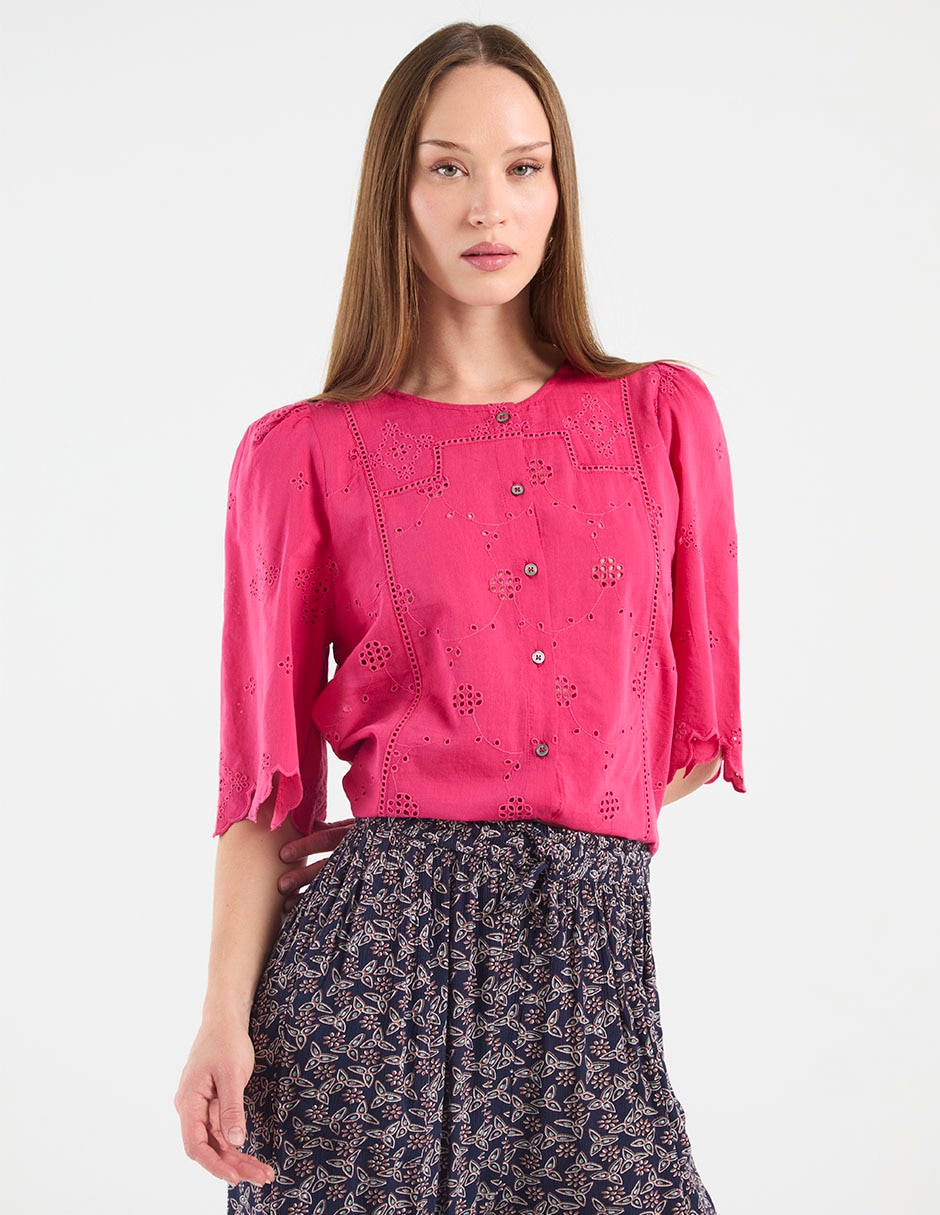 Blusa manga al codo para mujer