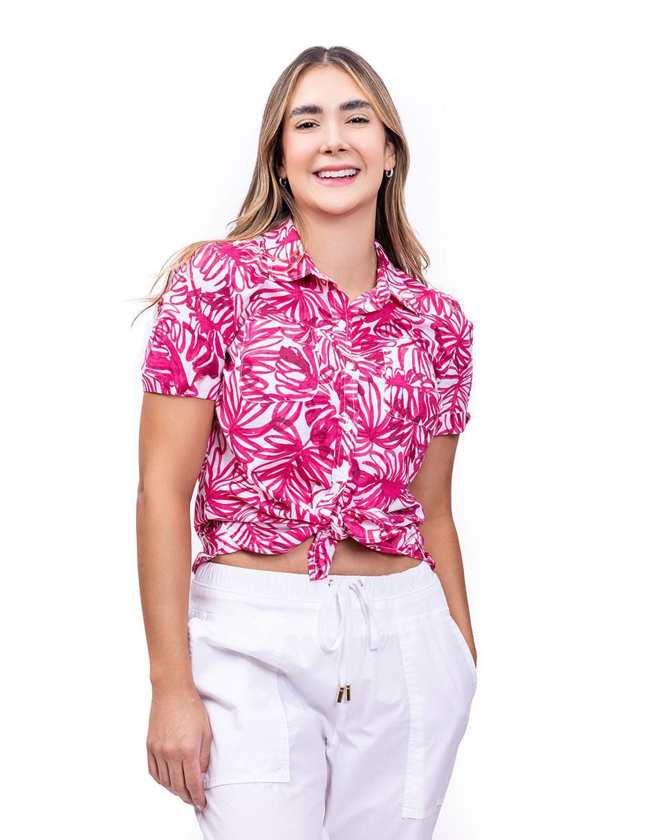 Camisa de algodón manga corta para mujer