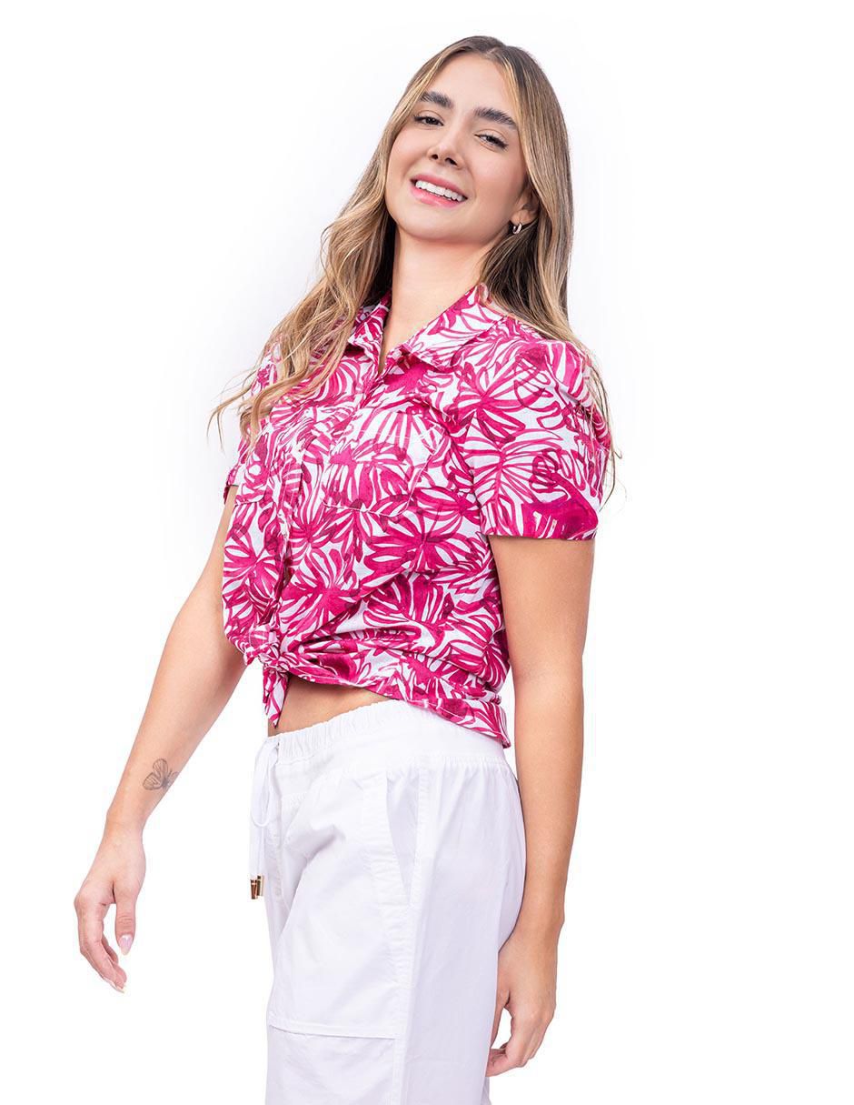 Camisa de algodón manga corta para mujer