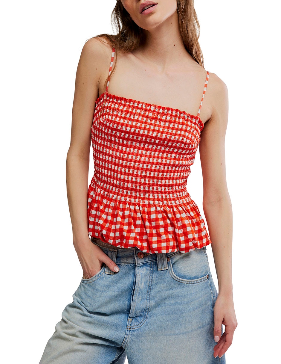 Top cuello cuadrado tirante delgado