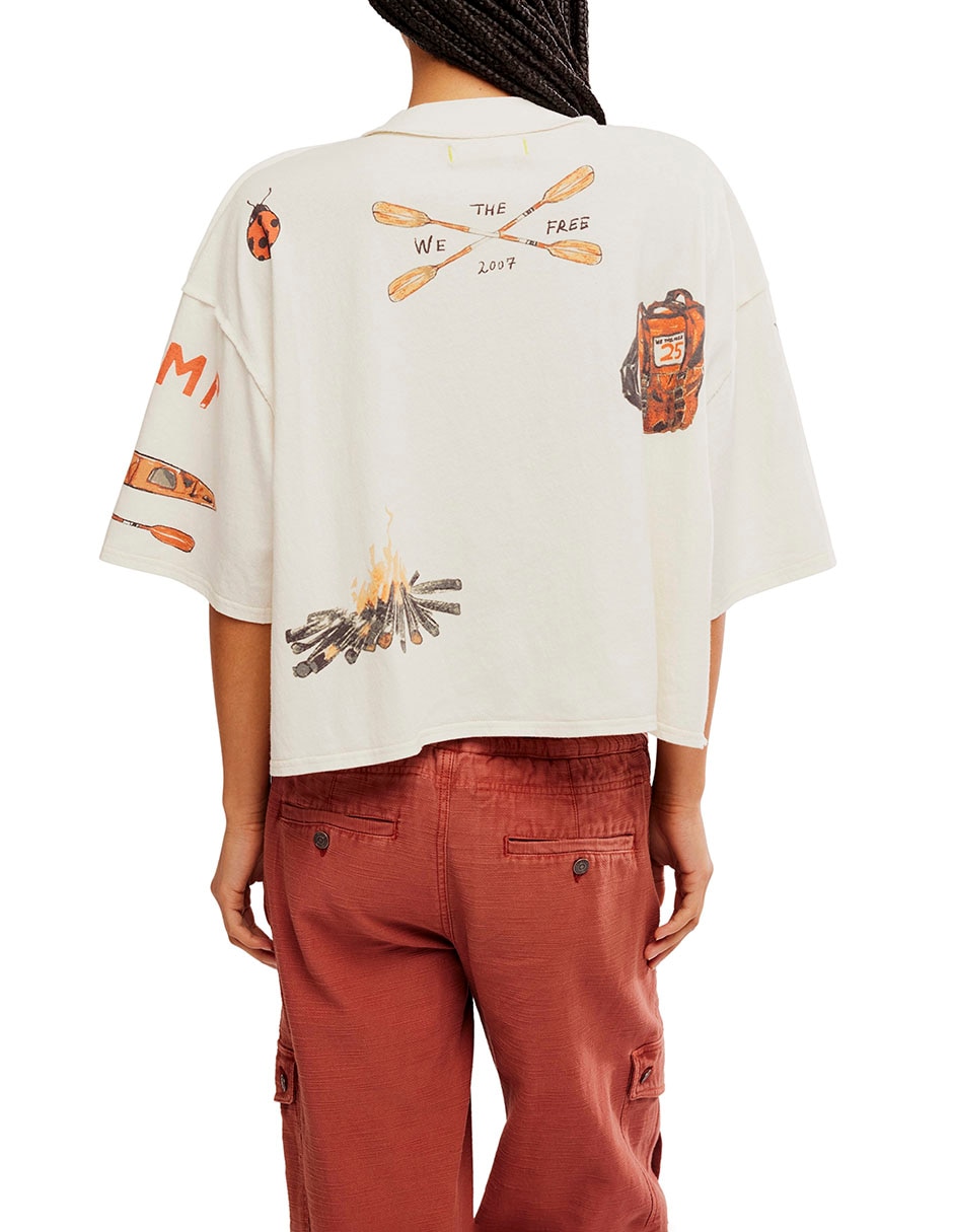 Playera manga al codo Free People cuello redondo para mujer
