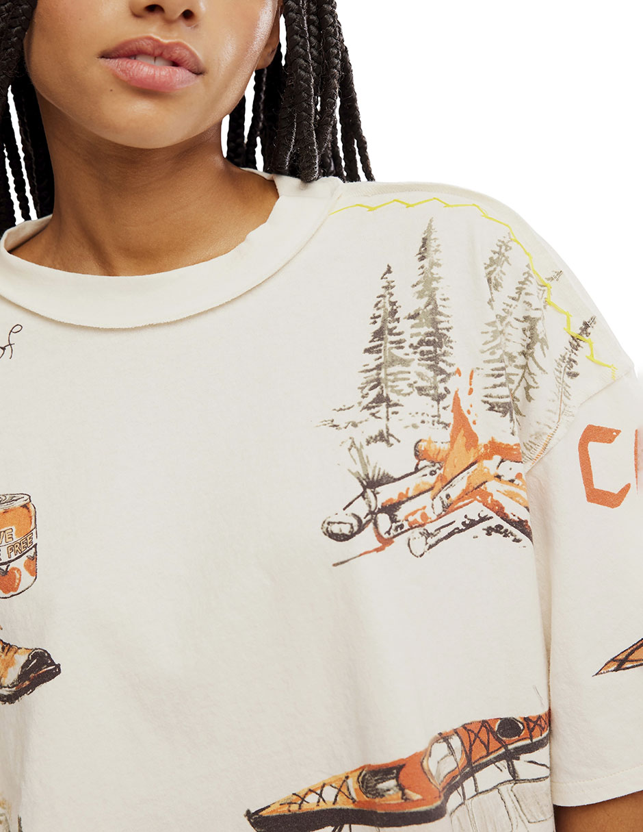 Playera manga al codo Free People cuello redondo para mujer