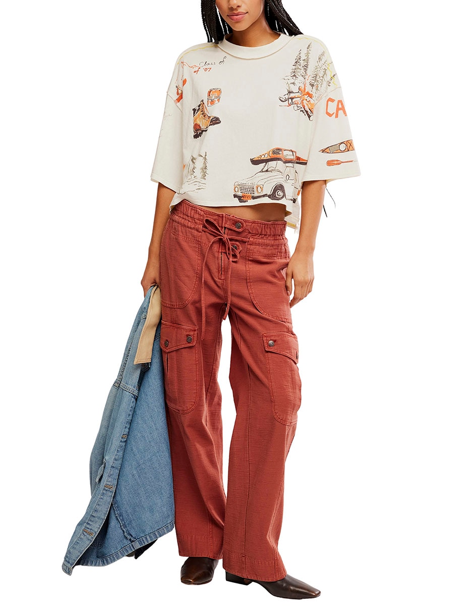 Playera manga al codo Free People cuello redondo para mujer