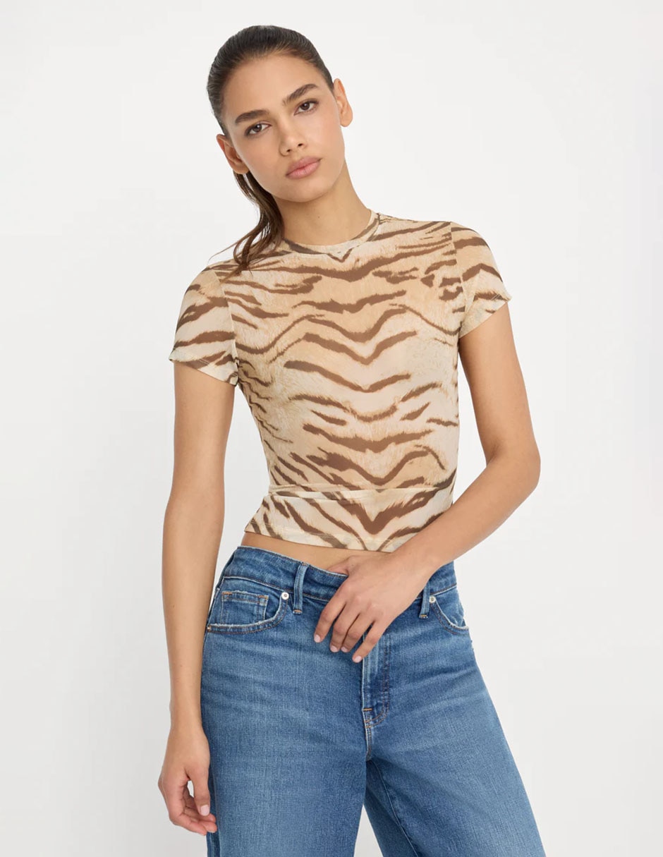 Playera manga corta cuello redondo para mujer