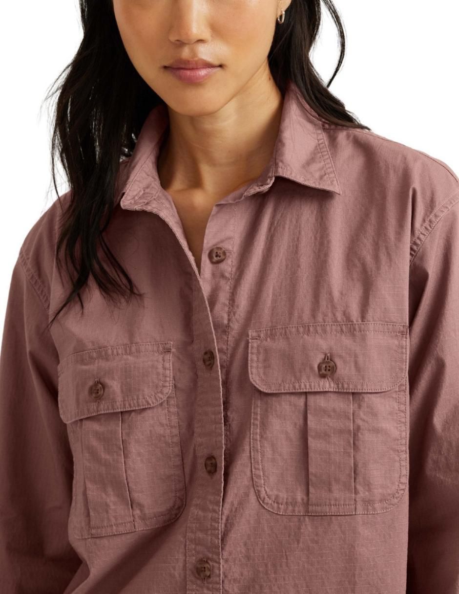 Sobrecamisa de algodón manga larga para mujer