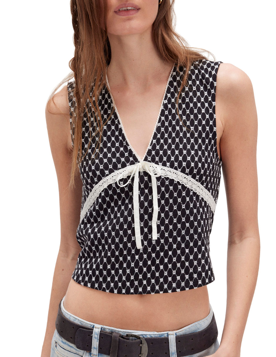 Top cuello regular tirante ancho Top cuello regular tirante ancho