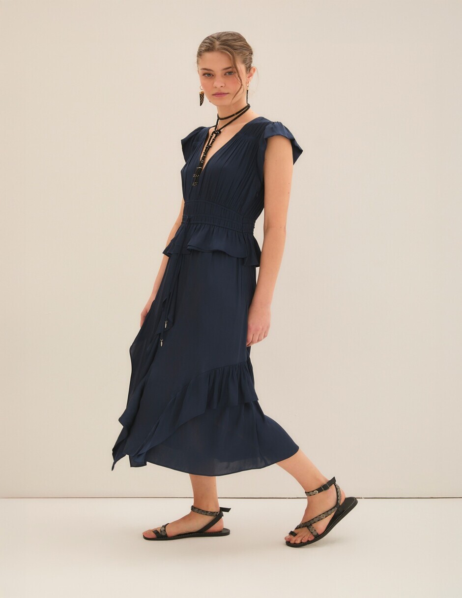 Vestido midi de fiesta escote v 2