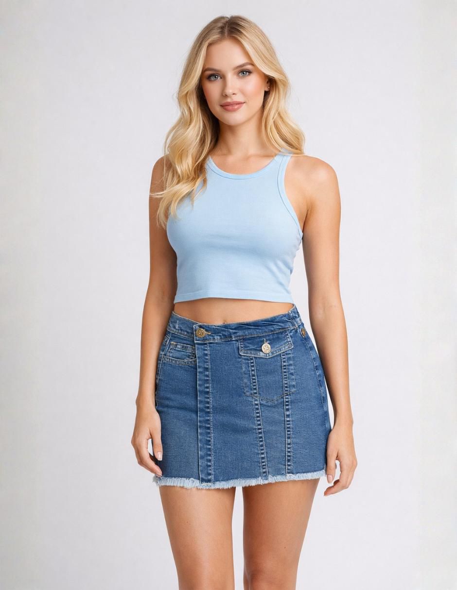 Falda short de mezclilla a la cintura alta Falda short de mezclilla a la cintura alta