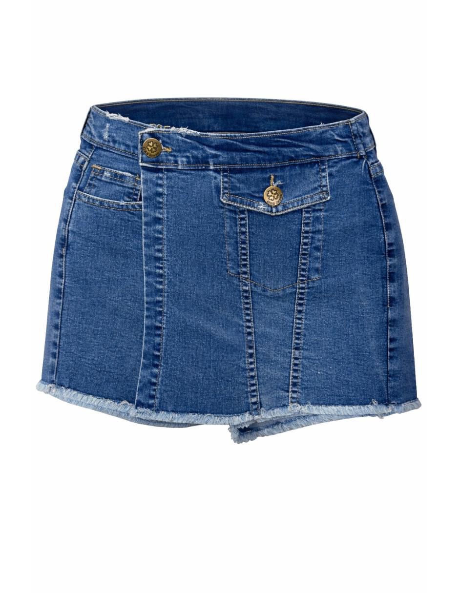 Falda short de mezclilla a la cintura alta 4