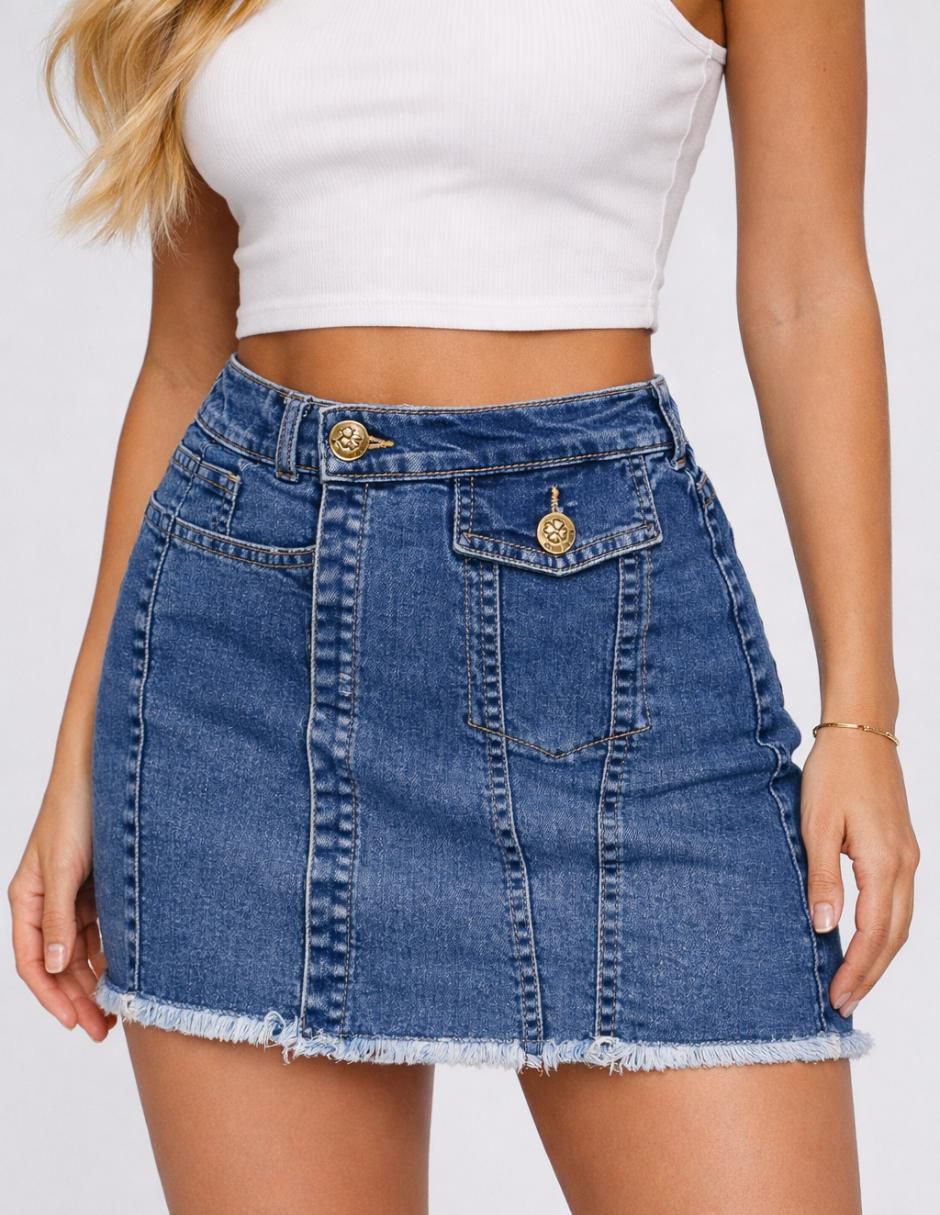 Falda short de mezclilla a la cintura alta 3
