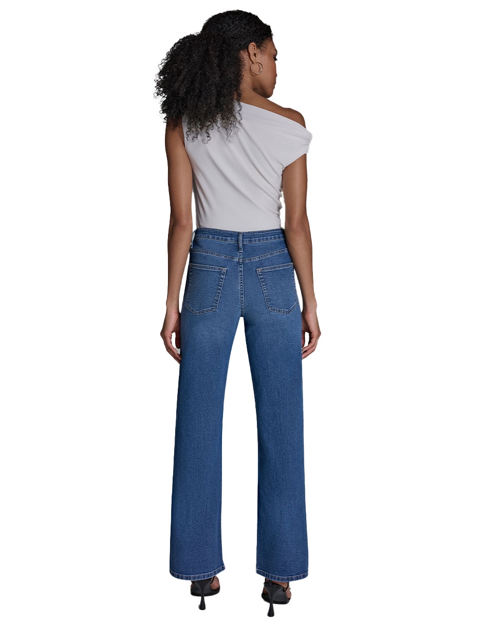 Jeans regular straight cintura sin modelo comercial para mujer 3