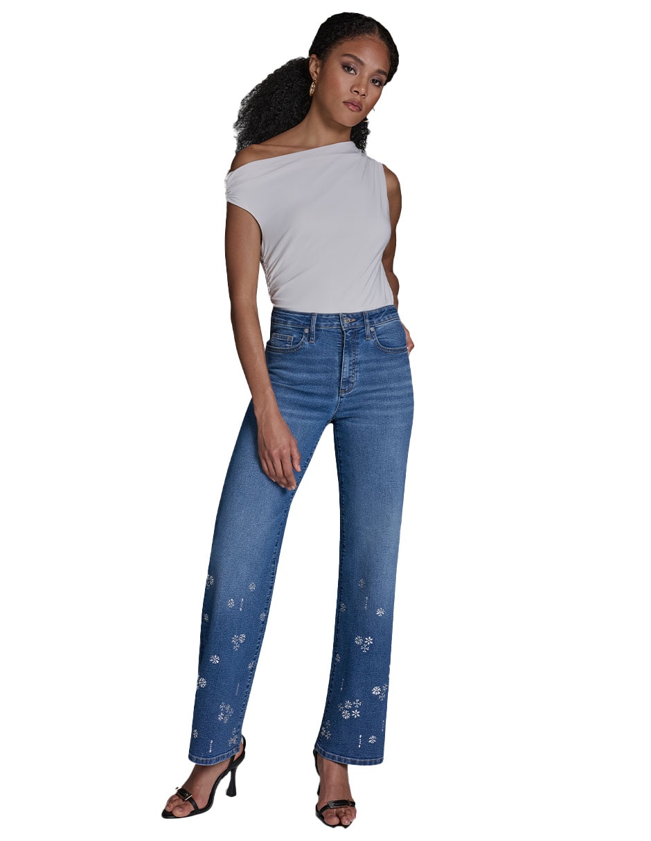 Jeans regular straight cintura sin modelo comercial para mujer 2