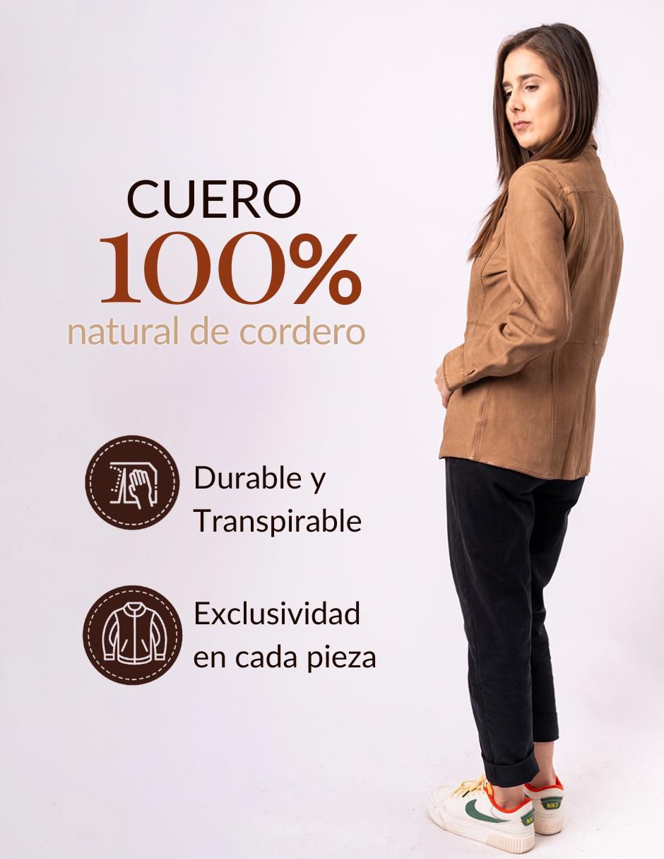 Camisa Rafinatto de piel manga larga para mujer 8