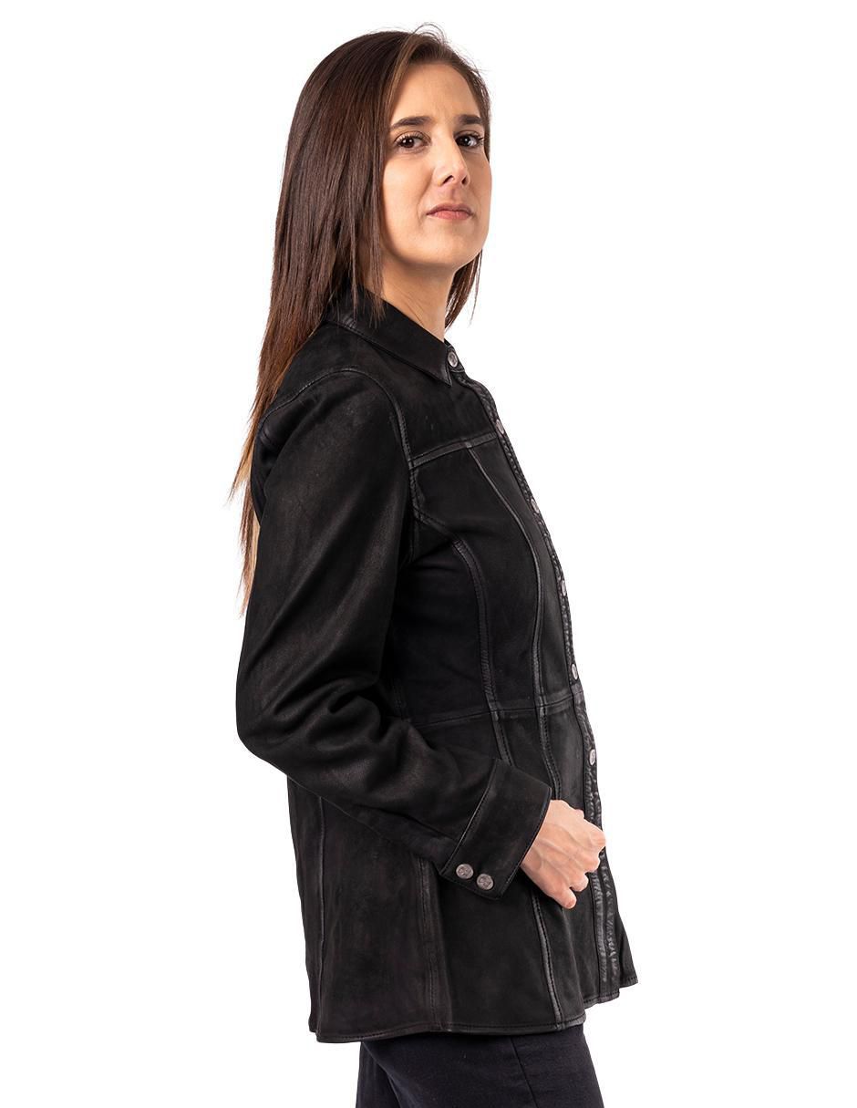 Camisa Rafinatto de piel manga larga para mujer 4