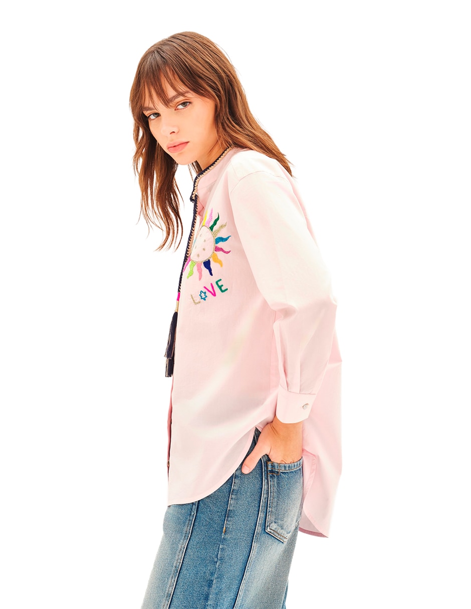Camisa de algodón manga larga para mujer 4