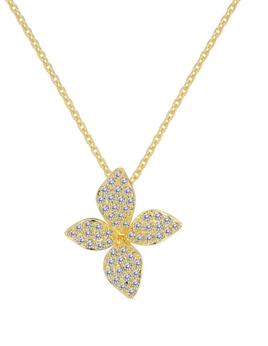 Collar de flor Floralis de plata con acabado baño de oro P 925