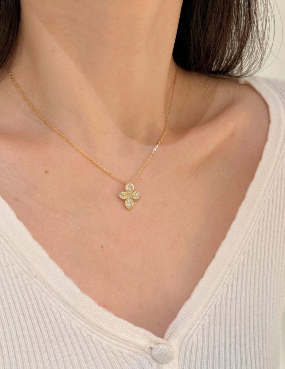 Collar de flor Floralis de plata con acabado baño de oro P 925 4