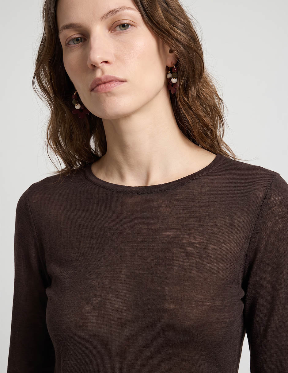 Playera manga larga kur.kuma cuello redondo para mujer
