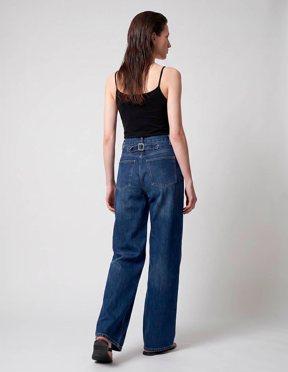 Jeans wide leg corte cintura para mujer 4