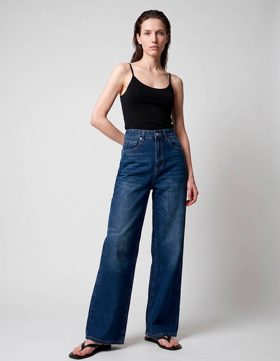 Jeans wide leg corte cintura para mujer 3
