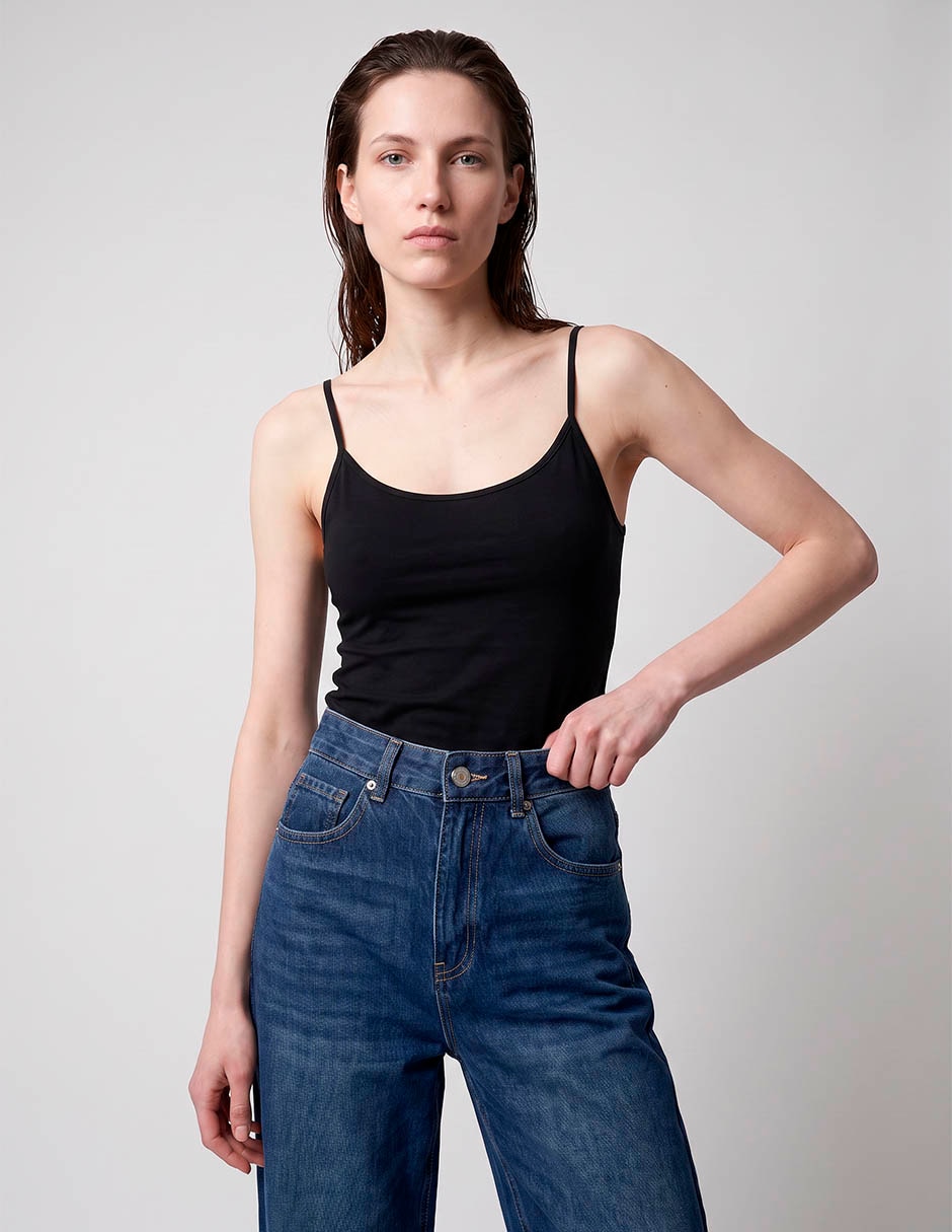 Jeans wide leg corte cintura para mujer 2