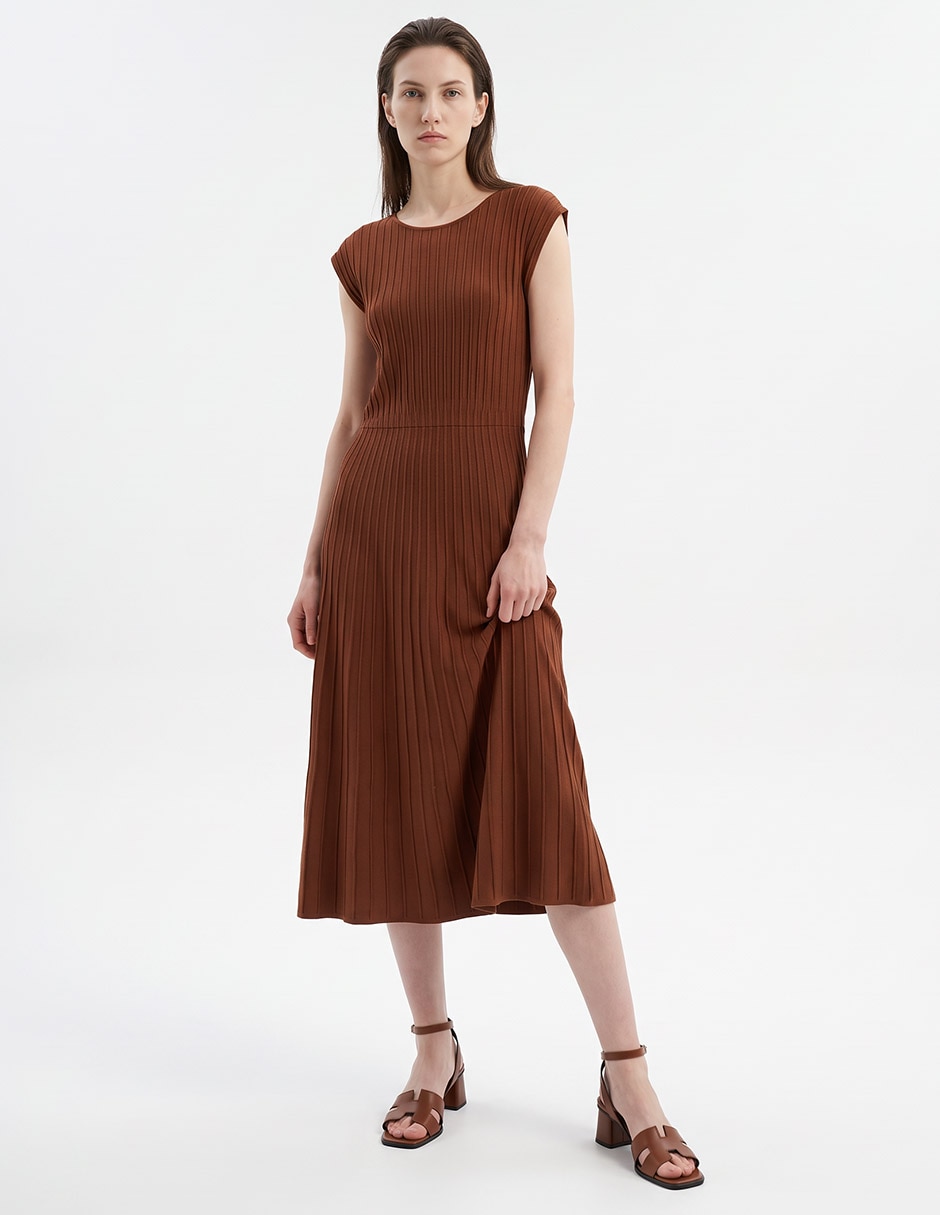 Vestido midi casual manga corta para mujer Vestido midi casual manga corta para mujer