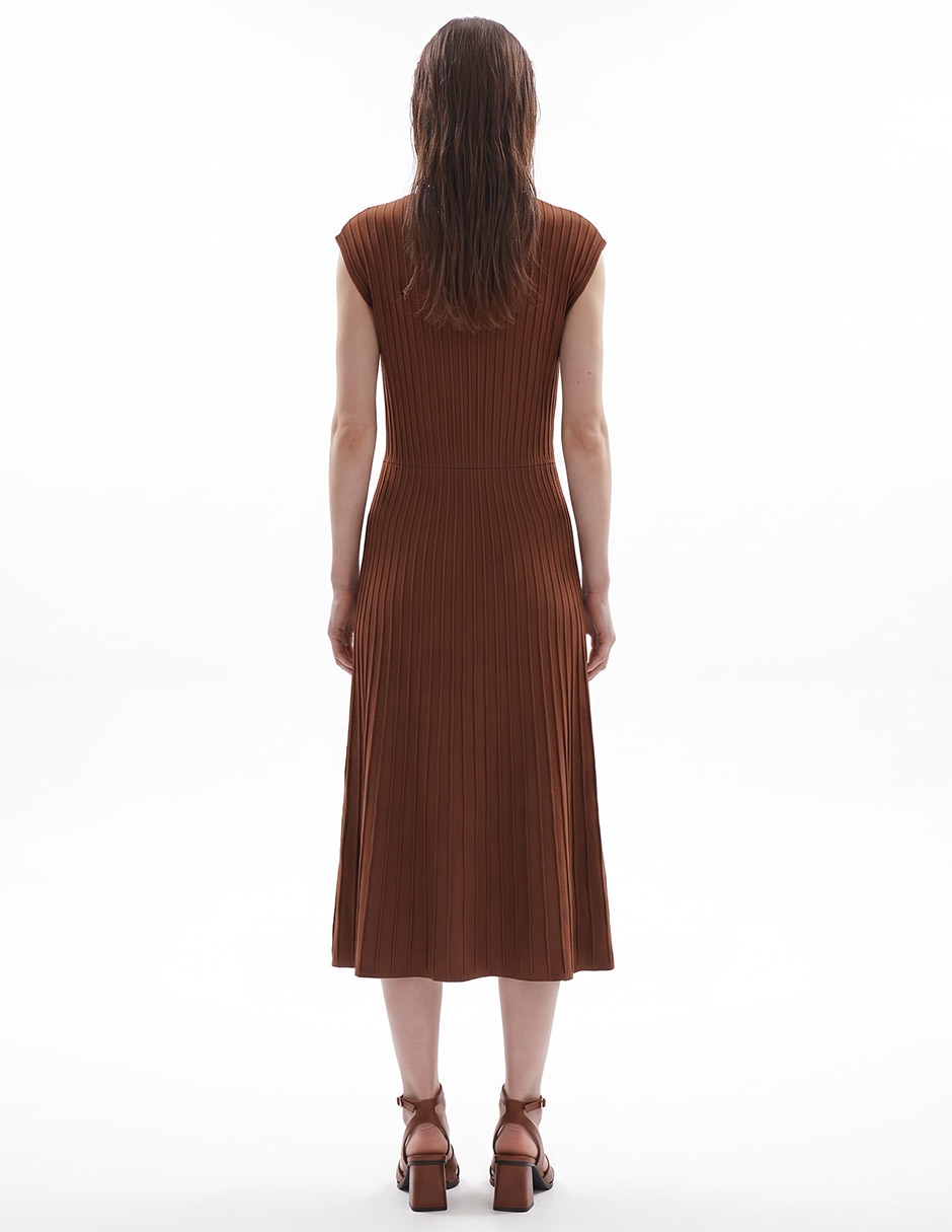 Vestido midi casual manga corta para mujer 4