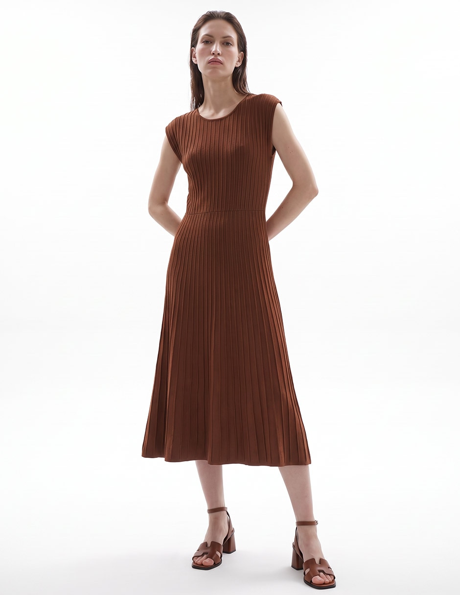 Vestido midi casual manga corta para mujer 3