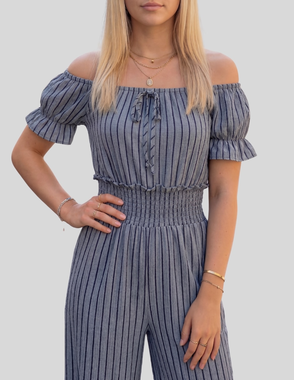 Jumpsuit estampado a rayas para mujer 4