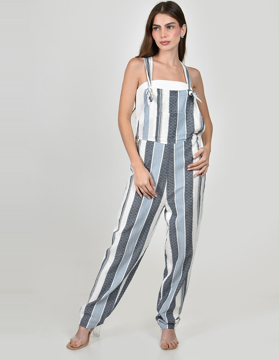 Jumpsuit de algodón estampado a rayas para mujer Jumpsuit de algodón estampado a rayas para mujer