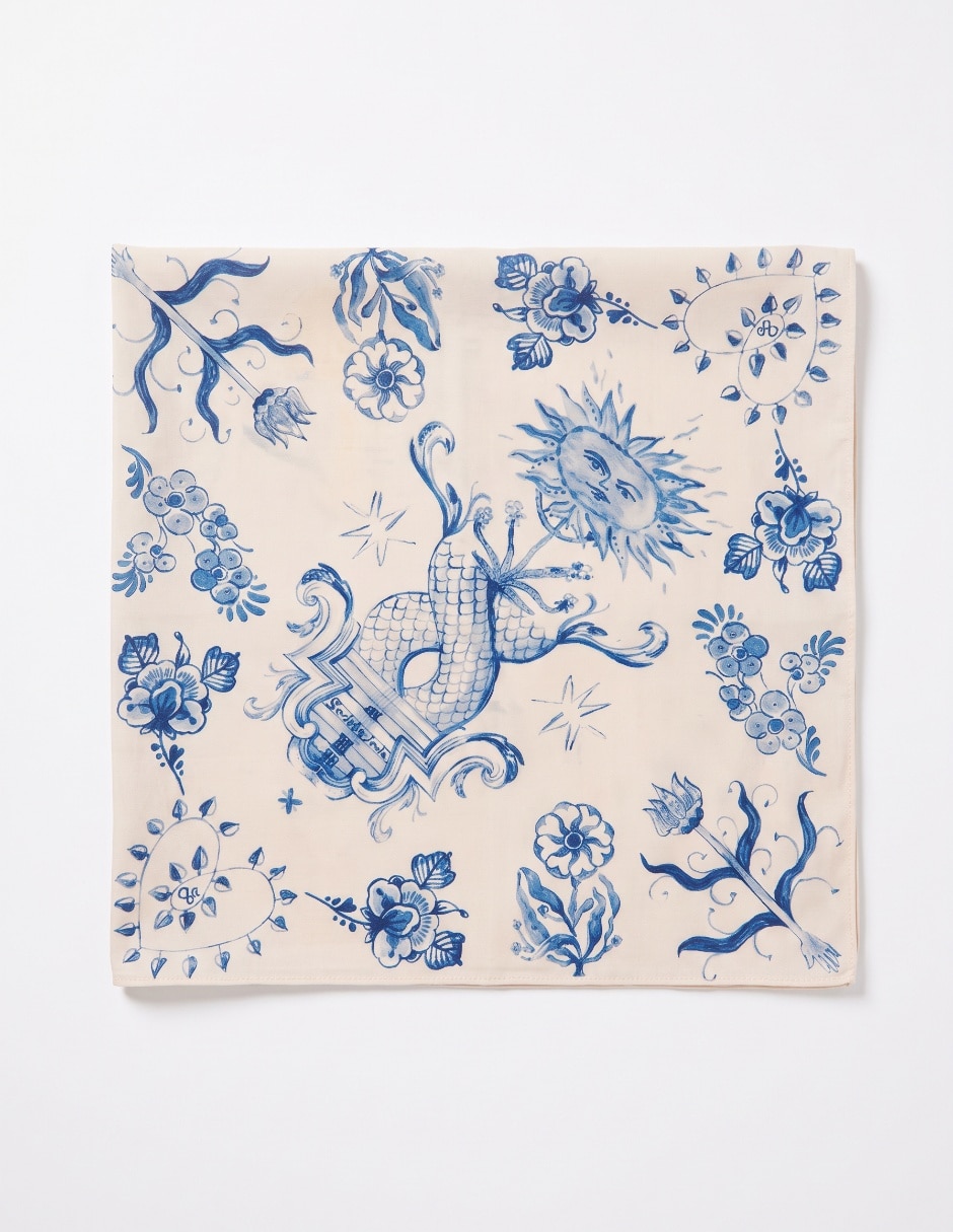 Pashmina con estampado gráfico de modal para mujer