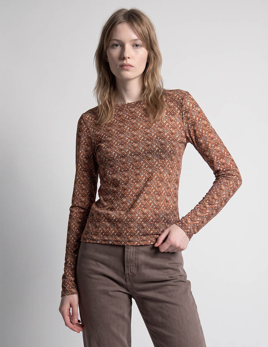 Playera manga larga scotch & sodaa cuello redondo para mujer Playera manga larga scotch & sodaa cuello redondo para mujer