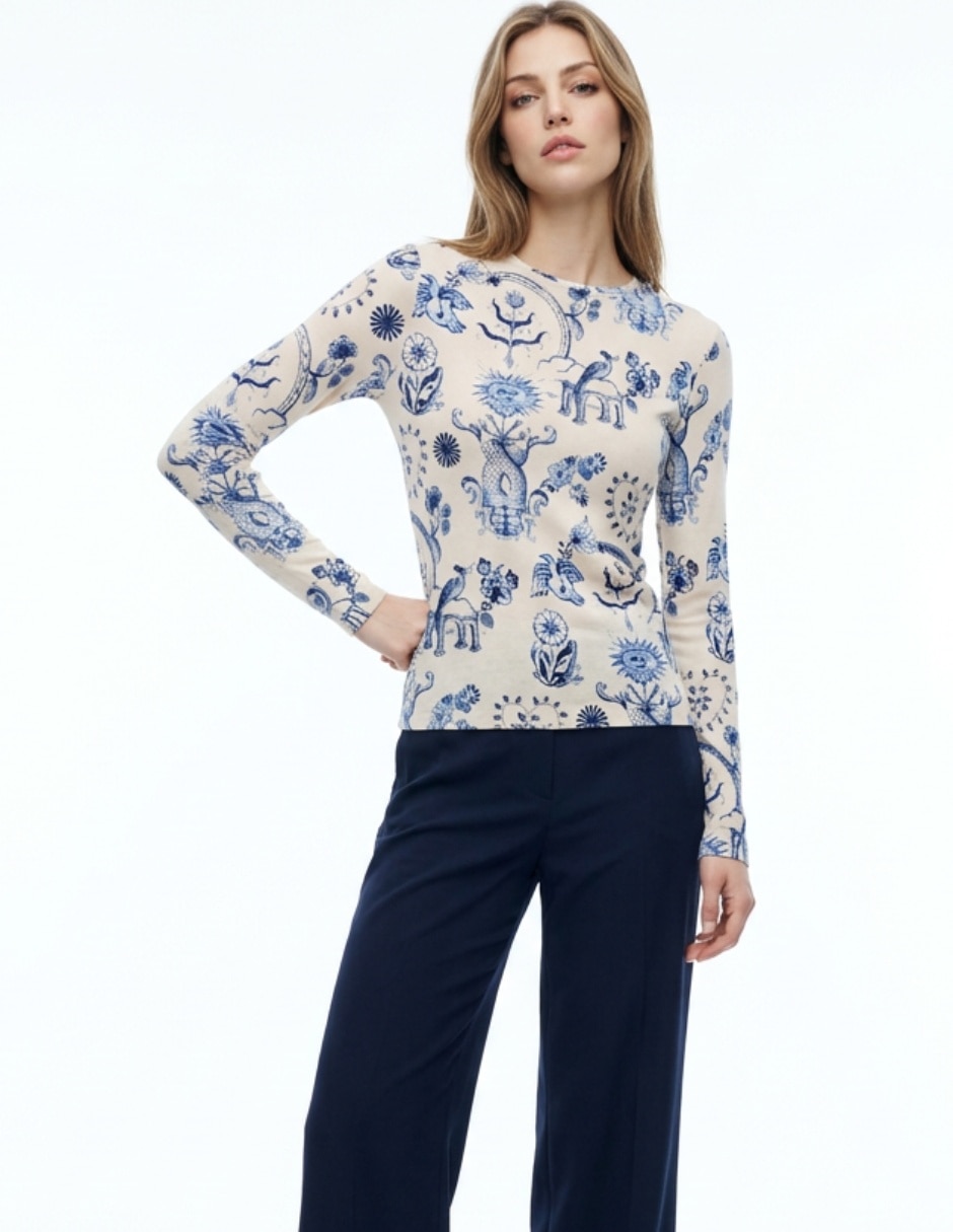 Playera manga larga cuello redondo para mujer Playera manga larga cuello redondo para mujer