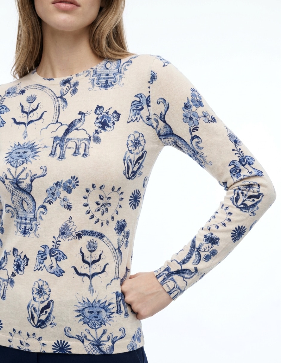 Playera manga larga cuello redondo para mujer 3