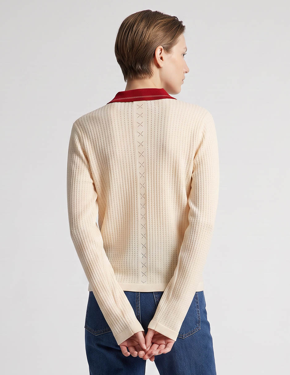 Suéter cárdigan scotch & soda cuello polo para mujer